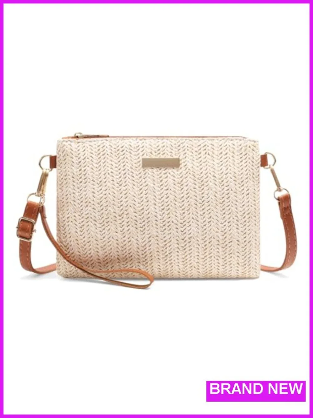 Straw Woven Crossbody Bag with Wristlet - Beach Summer Clutch Purse
